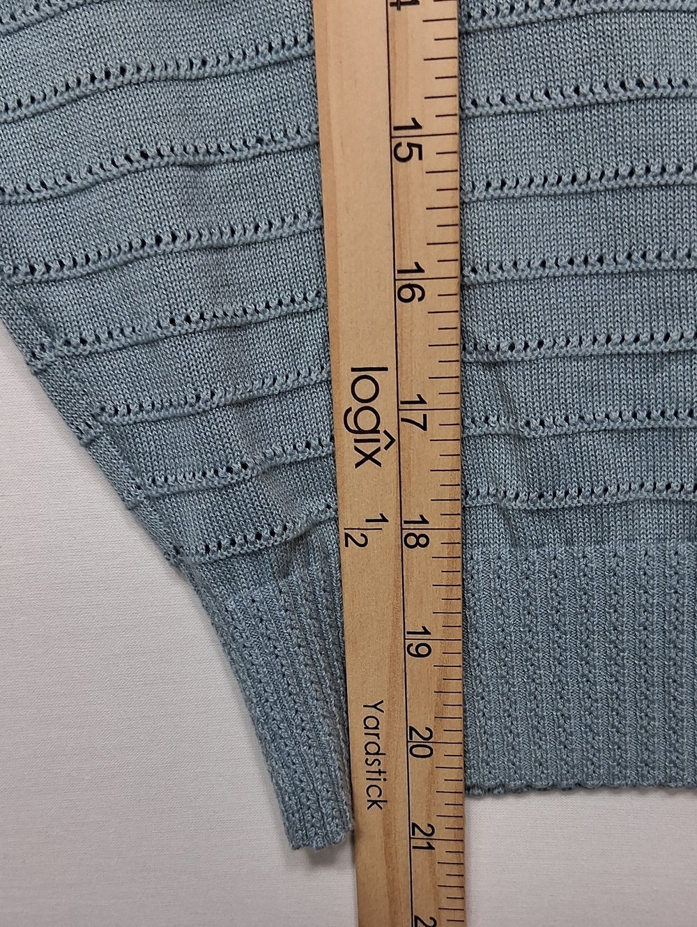 FRYE Light Blue Knit Short Sleeve Sweater - Picture 8 of 8